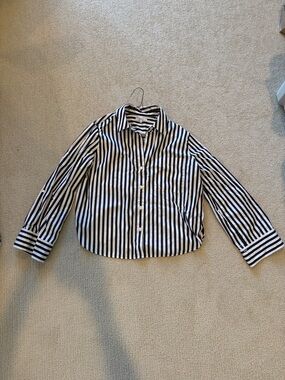 Madewell Striped Button-Down Shirt - navy  & white
